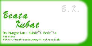 beata kubat business card